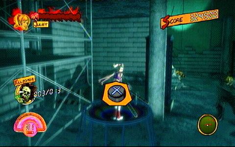 Po dotarciu na szczyt, zestrzel nadlatujących przeciwników, a następnie skorzystaj ze znajdujące się na dole trampoliny - 5 - Cathedral - walka z Lewis Legend | Opis przejścia Lollipop Chainsaw - Lollipop Chainsaw - poradnik do gry