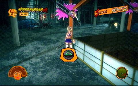 Po walce biegnij dalej przed siebie, aż dotrzesz do miejsca z pomarańczowym rusztowaniem - 5 - Cathedral - walka z Lewis Legend | Opis przejścia Lollipop Chainsaw - Lollipop Chainsaw - poradnik do gry