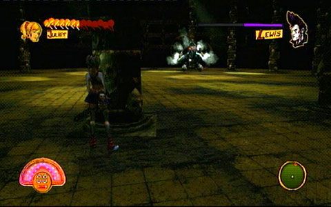 Aby uniknąć tych ostatnich chowaj się za pobliskimi filarami - 5 - Cathedral - walka z Lewis Legend | Opis przejścia Lollipop Chainsaw - Lollipop Chainsaw - poradnik do gry