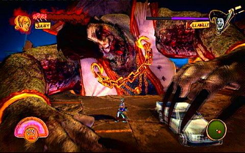 Aby zadać obrażenia gigantowi, obcinaj jego place, jak tylko położy dłonie na ziemi - 6 - Killabilly | Opis przejścia Lollipop Chainsaw - Lollipop Chainsaw - poradnik do gry