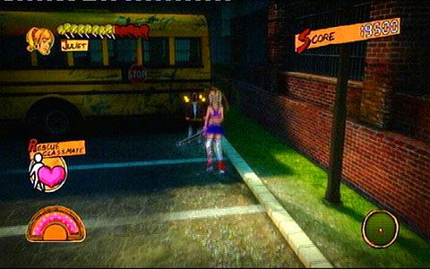 Gdy uratujesz drugiego cywila, odwróć się i obejdź stojący z prawej strony autobus - Prolog | Lollipop Wrappers | Lollipop Chainsaw - Lollipop Chainsaw - poradnik do gry