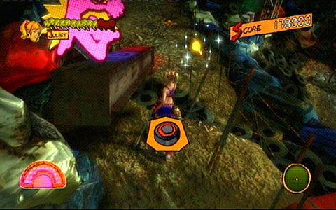 Będąc na wysypisku dotrzesz do przewróconego słupa, po którym Juliet zjedzie na dół - Etap I - High School | Lollipop Wrappers | Lollipop Chainsaw - Lollipop Chainsaw - poradnik do gry