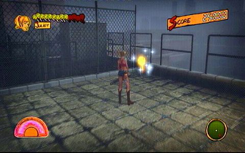 Gdy starcie ze strażakami dobiegnie końca, wyskocz przez okno i skorzystaj z Chainsaw Dasha - Etap 2 - Stadium | Lollipop Wrappers | Lollipop Chainsaw - Lollipop Chainsaw - poradnik do gry