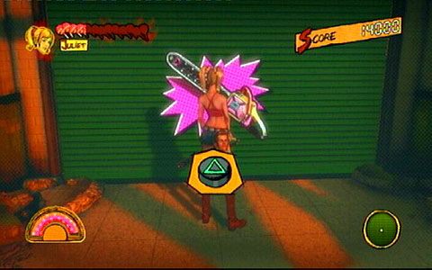 Po uratowaniu cywila z rąk trójki strażaków, zniszcz zieloną bramę z prawej i wbiegnij po schodach na górę - Etap 2 - Stadium | Lollipop Wrappers | Lollipop Chainsaw - Lollipop Chainsaw - poradnik do gry