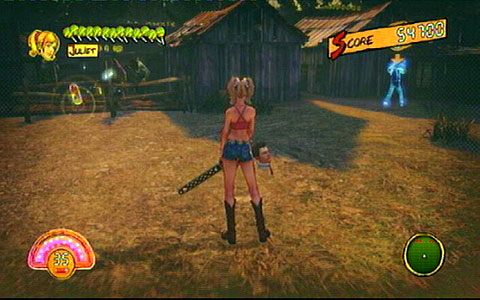 Po uratowaniu pierwszego studenta idź cały czas prosto, aż natkniesz się na bezgłowe ciało - Etap 3 - OBannon Farm | Lollipop Wrappers | Lollipop Chainsaw - Lollipop Chainsaw - poradnik do gry