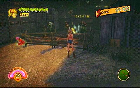 Na lewo od niego za ogrodzeniem znajdziesz poszukiwanego lizaka - Etap 3 - OBannon Farm | Lollipop Wrappers | Lollipop Chainsaw - Lollipop Chainsaw - poradnik do gry