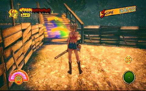 Gdy znajdziesz wyskocznie do Chainsaw Dasha, użyj jej, a następnie skręć w prawo - Etap 3 - OBannon Farm | Lollipop Wrappers | Lollipop Chainsaw - Lollipop Chainsaw - poradnik do gry