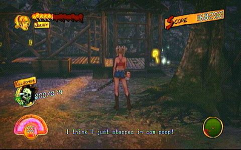 Za drewnianym rusztowaniem ukryto następny papierek od lizaka - Etap 3 - OBannon Farm | Lollipop Wrappers | Lollipop Chainsaw - Lollipop Chainsaw - poradnik do gry