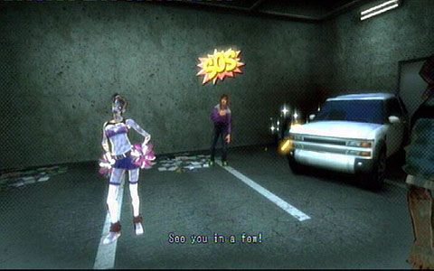 Gdy znajdziesz pierwszego atakowanego przez zombie studenta, skręć w prawo - Etap 5 - Cathedra | Lollipop Wrappers | Lollipop Chainsaw - Lollipop Chainsaw - poradnik do gry