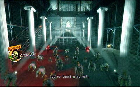 Po opuszczeniu kaplicy trafisz na duży plac z kolumnami oraz olbrzymią armią zombie - Etap 5 - Cathedra | Lollipop Wrappers | Lollipop Chainsaw - Lollipop Chainsaw - poradnik do gry