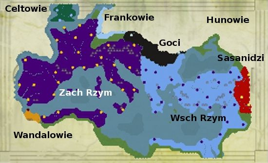 Grę możemy zacząć jako władca jednej z części Rzymu - wschodniej lub zachodniej, jako władca Persji lub jako jeden z pięciu władców barbarzyńców - Upadek Rzymu | Scenariusze w Sid Meiers Civilization V Bogowie i Królowie - Sid Meiers Civilization V: Bogowie i Królowie - poradnik do gry
