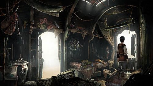 Wejdź do wozu i zabierz z niego berło błazna (Staff of Bells),leżącą obok pokrywkę (Lid), blaszaną butelkę (Tin Bottle), pałeczki dobosza (Drumstick) i lejce (Reins) - Northward | The Dark Eye Chains of Satinav - The Dark Eye: Chains of Satinav - poradnik do gry