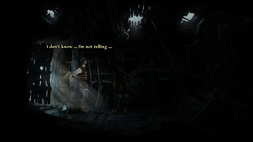 Wejdź do młyna, co okaże się nie być najlepszym pomysłem, bo Geron skończy w ciemnościach, przywiązany do kolumny podtrzymującej dach - New Prospects, New Old Enemies | The Dark Eye Chains of Satinav - The Dark Eye: Chains of Satinav - poradnik do gry