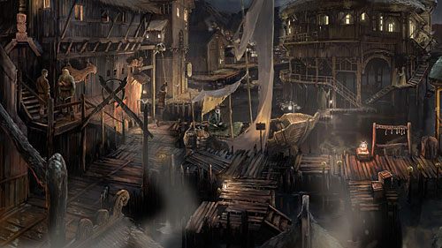 Z domu stojącego na lewo od przewoźnika (Ferryman) wystaje belka (Beam) - The Prism | The Dark Eye Chains of Satinav - The Dark Eye: Chains of Satinav - poradnik do gry