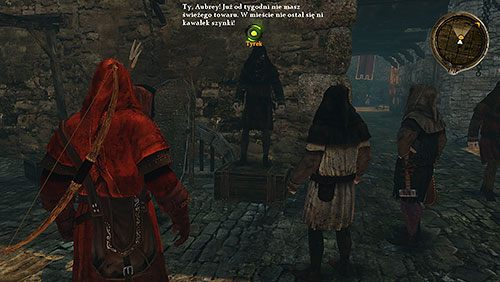 Zaraz po wyjściu z łodzi podejdź do grupki mieszczan i zainicjuj rozmowę z Tyrekiem, podżegaczem - Za wszystkie dni, które przeminęły (ZG) - Riverspring, Boży Gaj, Dziedziniec | Rozdział 2 - Alester Sarwyck - Gra o tron - poradnik do gry