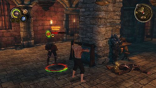 Z pokoju obok wyjdą dwaj strażnicy, na szczęście tylko lekko przyodziani, więc rozprawienei się z nimi nie powinno stanowić problemu - Wola Lwa (ZG) - Warownia Maegora, Czerwona Twierdza | Rozdział 4 - Alester Sarwyck - Gra o tron - poradnik do gry