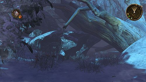 Kiedy w okolicy nie będzie już żadnych żołnierzy (poza jednym, o którym więcej w punkcie 7) udaj się na północ i przejdź w skórze psa pod przewróconymi pniami - Piękna i Bestia (ZG) - Moles Town (Las), Czarny Zamek | Rozdział 5 - Mors Westford - Gra o tron - poradnik do gry