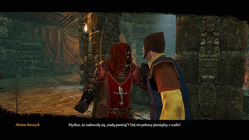 Po walce zażądaj od Ossifera połowy dochodu z walki, zamiast umówionej stawki - Krew i piach (ZP) | Rozdział 8 - Alester Sarwyck | Gra o tron - Gra o tron - poradnik do gry