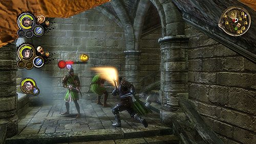 Dzięki wyeliminowaniu strażnika w poprzednim pokoju, dwaj przeciwnicy na półpiętrze nie będą stanowić już większego zagrożenia - Rozstaje (ZG) - Lochy Leśnej Warowni | Rozdział 10 - Alester Sarwyck - Gra o tron - poradnik do gry