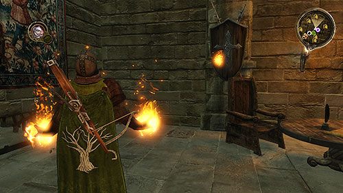 Naprzeciwko wejścia do izby na pierwszym piętrze znajduje się tajne przejście, które możesz odkryć za pomocą Alestera - Rozstaje (ZG) - Lochy Leśnej Warowni | Rozdział 10 - Alester Sarwyck - Gra o tron - poradnik do gry