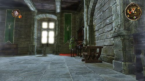 Jeśli użyłeś sekretnego przejścia, wejdź do komnaty na II piętrze w skórze psa i zagryź jednego z przeciwników, który stoi plecami do sali - Rozstaje (ZG) - Lochy Leśnej Warowni | Rozdział 10 - Alester Sarwyck - Gra o tron - poradnik do gry