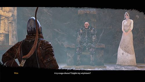 Podczas rozmowy z Wexem bądź dla niego uprzejmy, a ten spojrzy na Ciebie przychylnym okiem, nie wiedząc, że to Alester kryje się za przebraniem Poszukiwacza Krwi - Ogień zwalczaj ogniem (ZG) - Zamek Riverspring | Rozdział 12 - Mors i Alester - Gra o tron - poradnik do gry