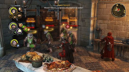 Po drodze przez jadalnię zabij grupkę przeciwników, podczas gdy Jeyna skręca się z powodu bólów porodowych - Okowy (ZG) - Riverspring, Leśna Warownia | Rozdział 13 - Mors i Alester - Gra o tron - poradnik do gry