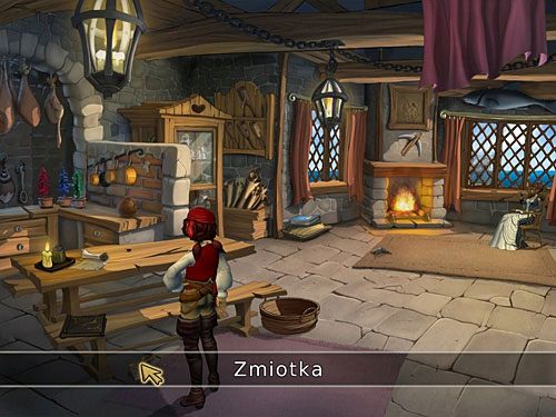 Potrzebujesz jeszcze zmiotki, leżącej przy ławie po lewej (w rogu ekranu) - Domowe obowiązki - 1 - Wieści z daleka - Kapitan Morgane i legenda Złotego Żółwia - poradnik do gry