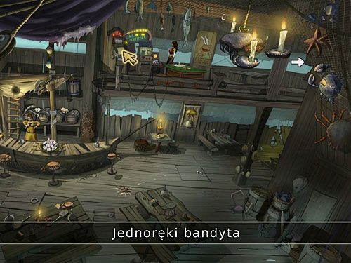 W tej sytuacji zainteresuj się pięterkiem w karczmie Anity (kursor kierunkowy po prawej) - Mapa Wyspy Krabów - 3 - Śladami Złotego Żółwia - Kapitan Morgane i legenda Złotego Żółwia - poradnik do gry