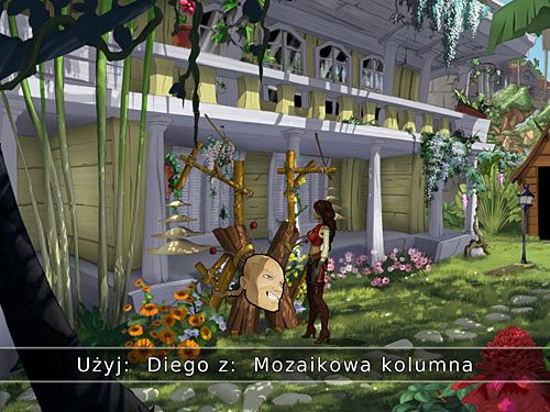 Udaj się więc do ogrodu gubernatora i kliknij ikonką symbolizująca Diego na owej wybitnej rzeźbie ogrodowej - Brakująca połowa dysku (3) - 4 - Mroczne niebezpieczeństwo - Kapitan Morgane i legenda Złotego Żółwia - poradnik do gry