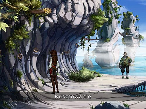 Po dobiciu do Wyspy Tannera Morgan i Briscoe muszą dostać się na klif (ikonka symbolizująca gotowość Briscoe do służenia Morgane pomocą wyląduje w ekwipunku bohaterki) - Wyspa Tannera (2) - 6 - Wyspa Tannera - Kapitan Morgane i legenda Złotego Żółwia - poradnik do gry