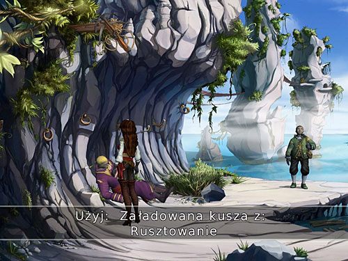 W ekwipunku połącz kuszę z kotwicą na linie i wystrzel ją, by wbiła się w belkę rusztowania - Wyspa Tannera (2) - 6 - Wyspa Tannera - Kapitan Morgane i legenda Złotego Żółwia - poradnik do gry