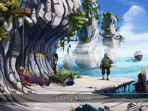 Następnie zwróć uwagę na luźny kołek, który znajdziesz w skale po lewej - Napraw most - 6 - Wyspa Tannera - Kapitan Morgane i legenda Złotego Żółwia - poradnik do gry