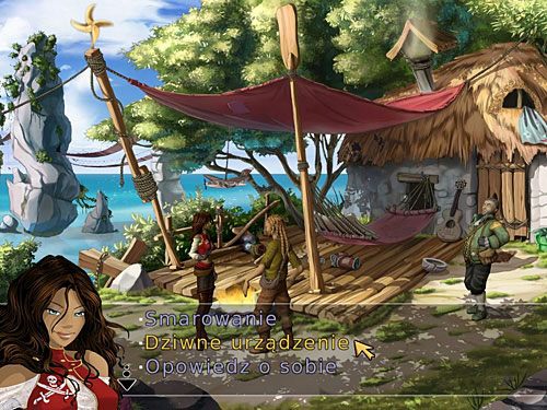 W tej sytuacji obejrzyj dziwne urządzenie na prawo od stołu, po czym zapytaj o nie Bucka - Zapadnia - 6 - Wyspa Tannera - Kapitan Morgane i legenda Złotego Żółwia - poradnik do gry