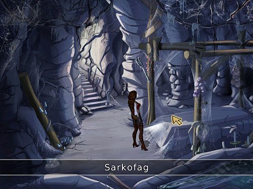 Wewnątrz obadaj sarkofag Carmine, jest na nim coś wyryte, ale ciężko przeczytać co, gdyż wszystko poryte jest kurzem - Złoty Żółw (1) - 6 - Wyspa Tannera - Kapitan Morgane i legenda Złotego Żółwia - poradnik do gry