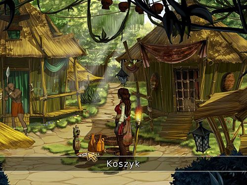 Wróć do wioski i tam ze stojącego centralnie w towarzystwie drewnianych figurek i ofiarnych darów koszyka weź kilka oślizgłych gąsienic - Złodzieje - 9 - Wyspa Żółwi - Kapitan Morgane i legenda Złotego Żółwia - poradnik do gry