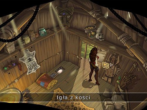 Z wiszącej na ścianie na prawo od drzwi drewnianej figurki wyjmij igłę z kości - Jajo Wielkiego Ducha - 10 - Jajo Wielkiego Ducha - Kapitan Morgane i legenda Złotego Żółwia - poradnik do gry