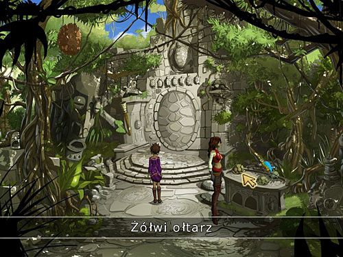 Obadaj go (ikonka dłoni), a Tanama przetłumaczy Morgane wyryty na nim tekst - Złoty Żółw (3) - 10 - Jajo Wielkiego Ducha - Kapitan Morgane i legenda Złotego Żółwia - poradnik do gry