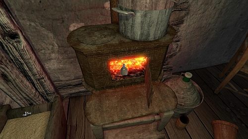 Po znalezieniu się w środku rusz przed siebie, otwórz zniszczone drzwi i napełnij manierkę (canteen) w kałuży (puddle) - Zwiedzamy dom | Opis przejścia Anna - Anna - poradnik do gry