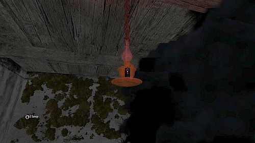 Wstań i użyj oleju (oil) na lampie naftowej (oil lamp) (obrazek) wiszącej pod sufitem - Zwiedzamy dom | Opis przejścia Anna - Anna - poradnik do gry