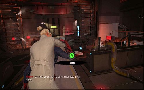 Trzymając ja na plecach musisz biec przed siebie, przechodząc przez kolejne otwierające się wrota - 01 - Oscorp Is Your Friend - Opis przejścia - Niesamowity Spider-Man - poradnik do gry