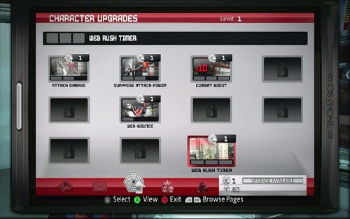 Przy jego pomocy możesz zwiększać swoje umiejętności po zdobyciu nowego poziomu doświadczenia oraz odsłuchiwać zdobyte nagrania - 01 - Oscorp Is Your Friend - Opis przejścia - Niesamowity Spider-Man - poradnik do gry