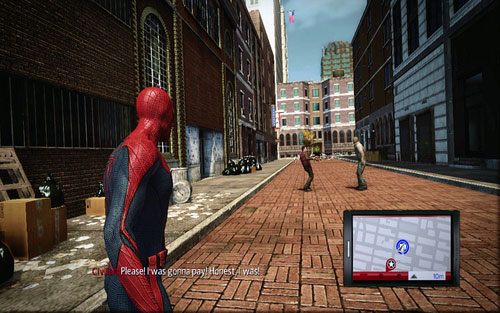 Powtórz operację na dwóch kolejnych słupach, a otrzymasz wiadomość z policyjnego radia - 03 - In the Shadow of Evils Past - archiwa Oscorps - Opis przejścia - Niesamowity Spider-Man - poradnik do gry