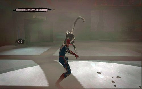 Przeciwnik ten posiada kilka różnych ataków, ale taktyka na jego pokonanie jest dość prosta - 06 - Smythe Strikes Back - lasery i promienie - Opis przejścia - Niesamowity Spider-Man - poradnik do gry