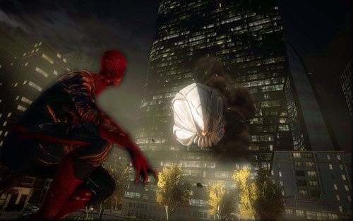 Wyjdziesz w ten sposób na zewnątrz, gdzie czeka cie starcie z potężnym robotem - 06 - Smythe Strikes Back - lasery i promienie - Opis przejścia - Niesamowity Spider-Man - poradnik do gry