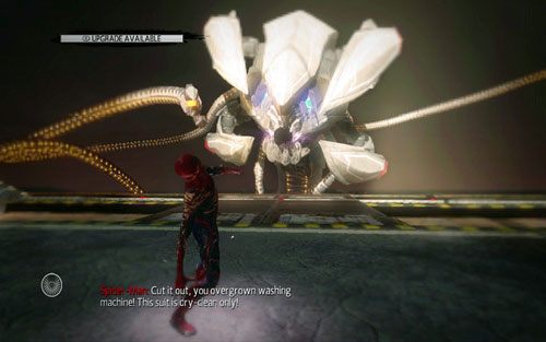 W przerwach wciskaj szybko B, żeby zablokować oczy robota - 06 - Smythe Strikes Back - lasery i promienie - Opis przejścia - Niesamowity Spider-Man - poradnik do gry