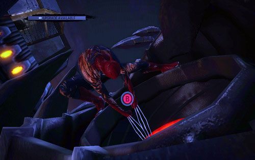 Gdy jedno z oczu zostanie całkowicie zasłonięte, wykonuj pojawiające się na ekranie polecenia - 06 - Smythe Strikes Back - lasery i promienie - Opis przejścia - Niesamowity Spider-Man - poradnik do gry