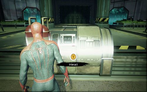 Na początku musisz użyć stojącego po drugiej stronie komputera, a następnie zniszczyć wszystkie wieżyczki - 07 - Spidey to the Rescue - generatory - Opis przejścia - Niesamowity Spider-Man - poradnik do gry