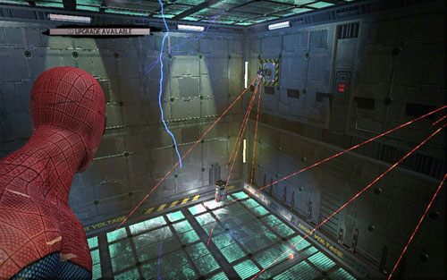 Wąski korytarz zaprowadzi na kolejną dużą platformę z czterema generatorami - 07 - Spidey to the Rescue - człowiek-skorpion - Opis przejścia - Niesamowity Spider-Man - poradnik do gry