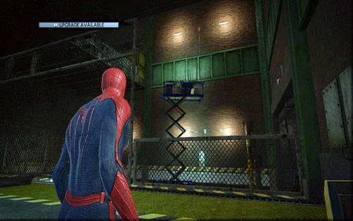 Z lewej zobaczysz platformę na wysięgniku - 1 - Train Docking Station - Misje dodatkowe - Niesamowity Spider-Man - poradnik do gry